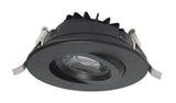 Black 12 Watt LED Direct Wire Downlight; Gimbaled; 4 Inch; 3000K - Green Lighting Wholesale