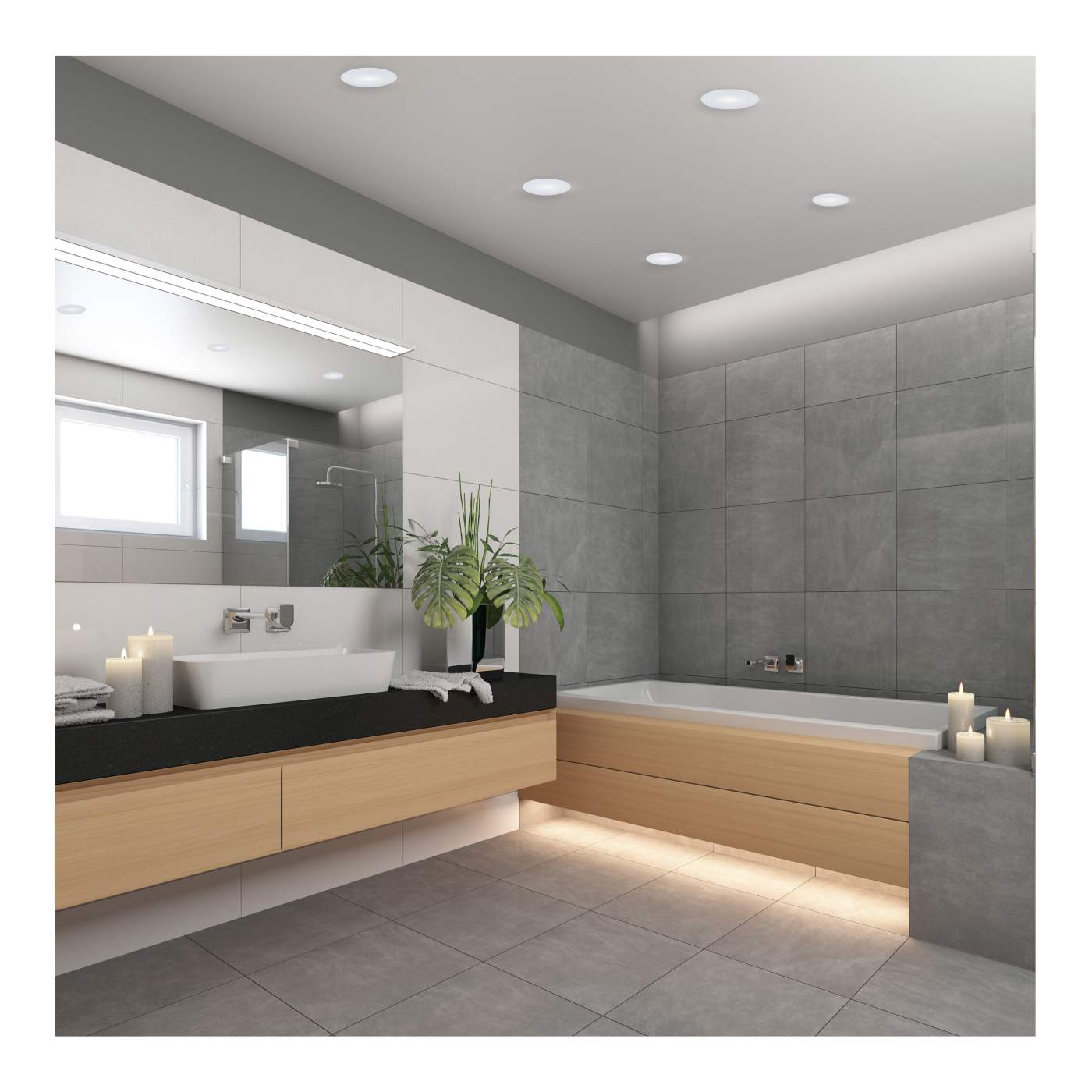 Satco LED 11W round white canless downlight with adjustable CCT, 6-inch wafer style, ideal for ceiling lighting.