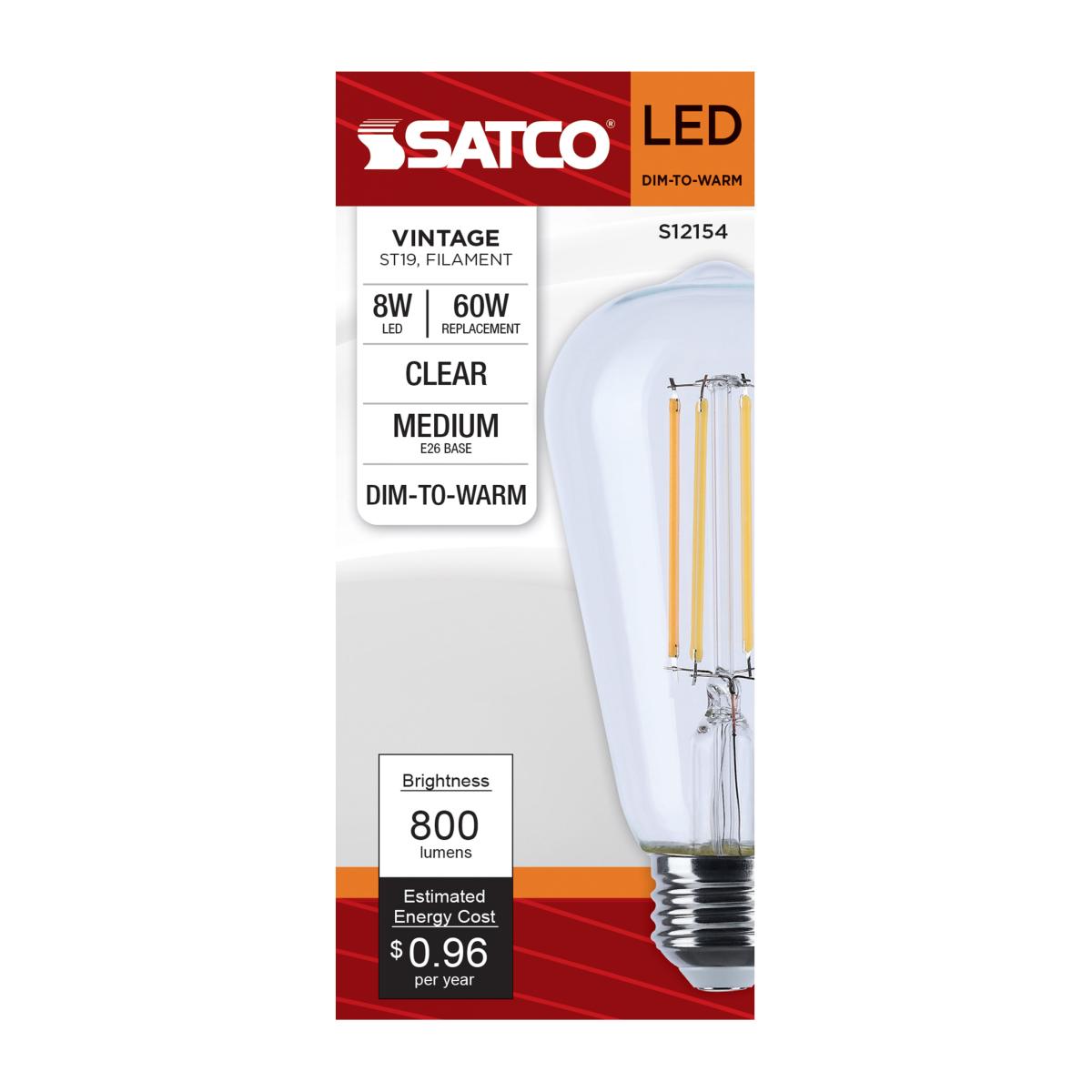 LED Warm Dimming 8 Watt LED ST19; 3000K-2000K