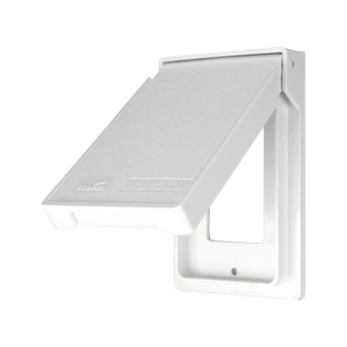 Eaton White GFCI Cover, Self-closing, Surface Mount, Wet, Single-Gang- Vertical