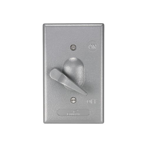 Eaton Gray Metal Cover with Toggle Switch, Surface Mount, Wet, Single-gang, Standard