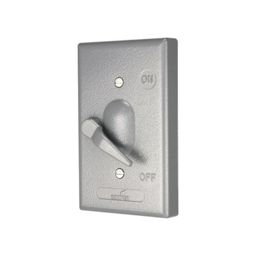 Eaton Gray Metal Cover with Toggle Switch, Surface Mount, Wet, Single-gang, Standard