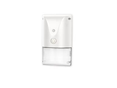 LED Mini Wallpack in White, 15W, 120-277V, CCT 3/4/5K, Photocell, EM Battery Backup, TAA - MaxLite