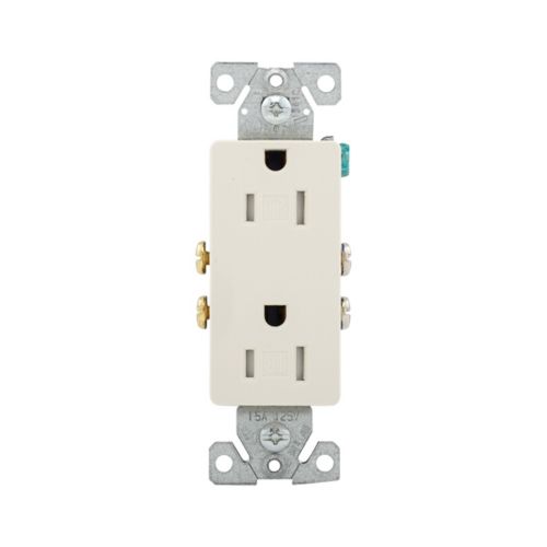Eaton Tamper-Resistant 15A Residential Grade Decorator Duplex Receptacle in Light Almond - Cooper