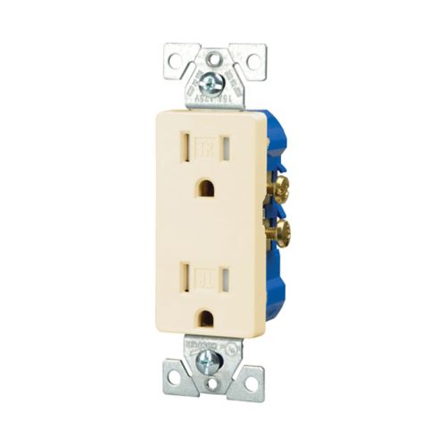 Eaton Tamper-Resistant 15A Residential Grade Decorator Duplex Receptacle in Light Almond - Cooper