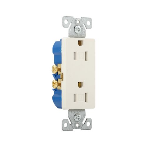 Eaton Tamper-Resistant 15A Residential Grade Decorator Duplex Receptacle in Light Almond