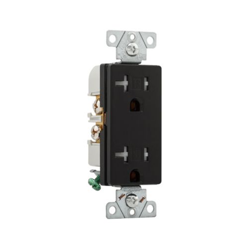 Eaton Black 20A Heavy-Duty Industrial Spec Grade Decora Duplex Receptacle-125V - Cooper