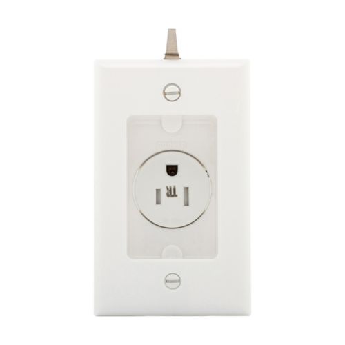 White Eaton Cooper Spec Grade 15 Amp single electrical receptacle for commercial wiring devices, suitable for industrial electrical installations.