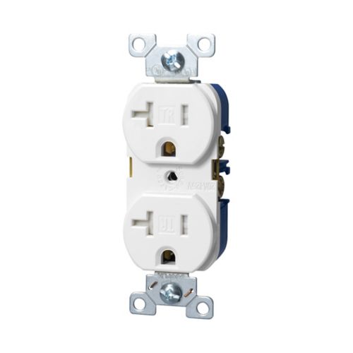 Eaton TR Specification Grade 20A Duplex Receptacle in White, #14-10 AWG- 125V