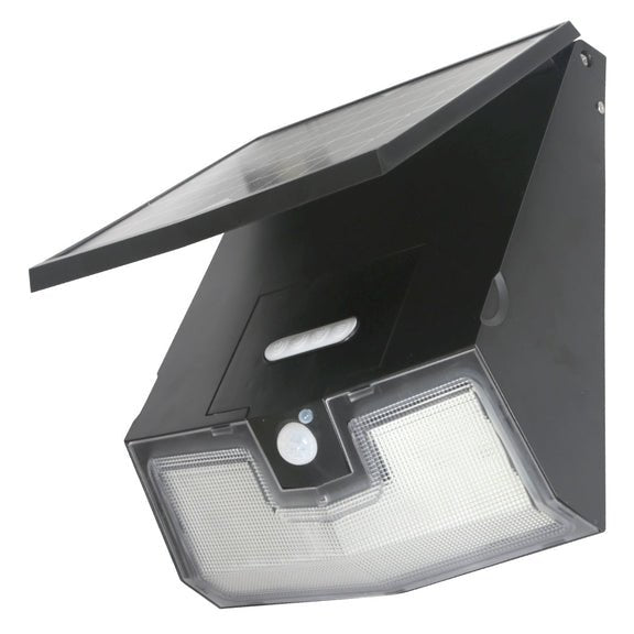 Beyond LED 15W solar wall pack with 1500 lumens, 4000K LED solar-powered outdoor light mounted on a wall.