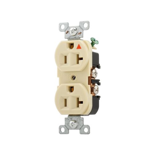 Cooper Ivory 20 Amp Duplex Receptacle with Isolated Ground, industrial wiring device, 125V electrical outlet.