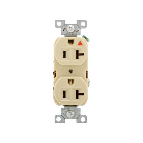 Cooper Ivory 20 Amp duplex receptacle with isolated ground, industrial wiring device, 125V electrical outlet.