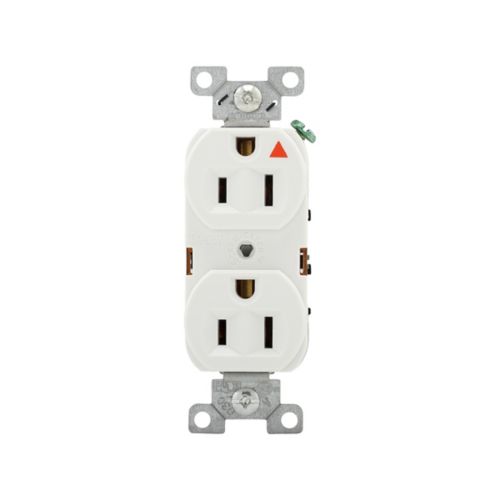 Eaton 15 Amp industrial grade tamper-resistant duplex receptacle in white, wiring device by Cooper.