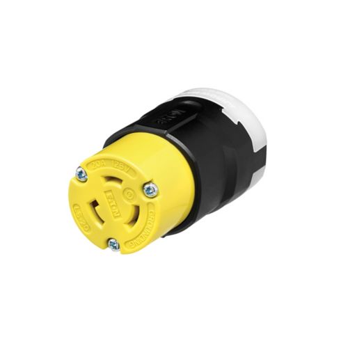 Eaton Arrow Hart color-coded locking connector for #14-8 AWG wires, 20A, industrial use, yellow and black nylon, Ultra Grip design.
