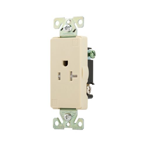 Eaton Heavy-Duty Industrial Specification Grade TR Decorator Single Receptacle in ivory, Cooper wiring device for industrial use