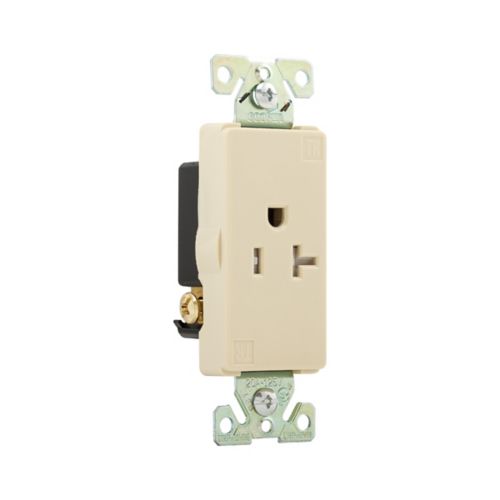 Eaton heavy-duty industrial TR decorator single receptacle in ivory, wiring device with durable construction and specification grade.