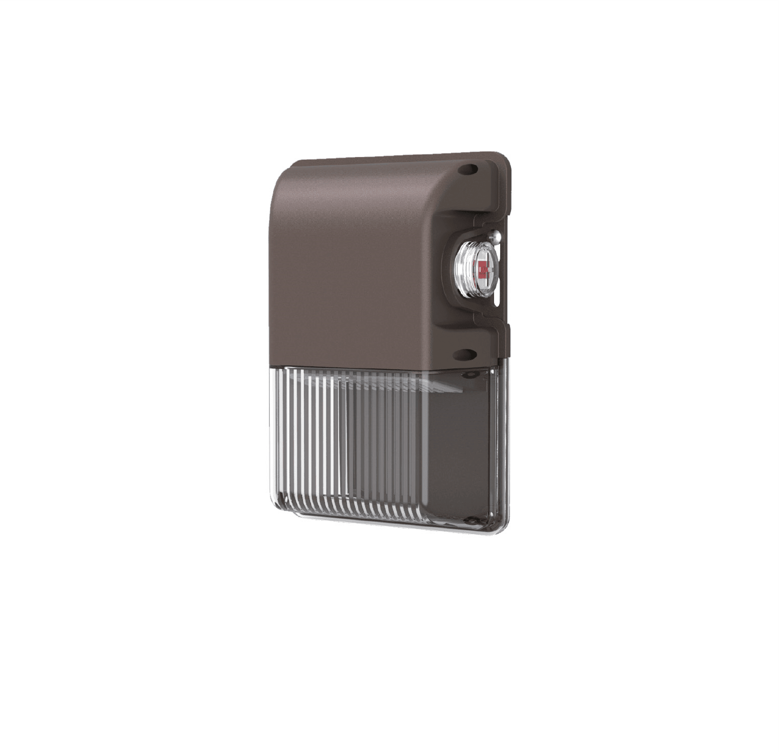 Earthtronics LED mini wall pack with color and wattage options, featuring built-in photocell for outdoor exterior lighting.