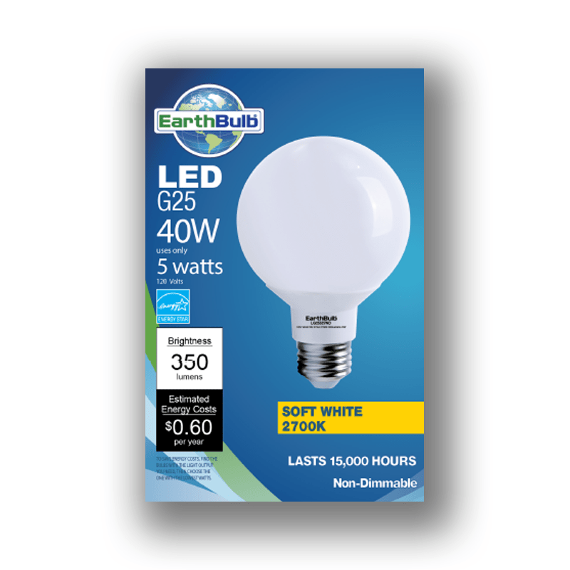 350 Lumen LED Globe (G25) Non-Dimmable-2700K - Green Lighting Wholesale