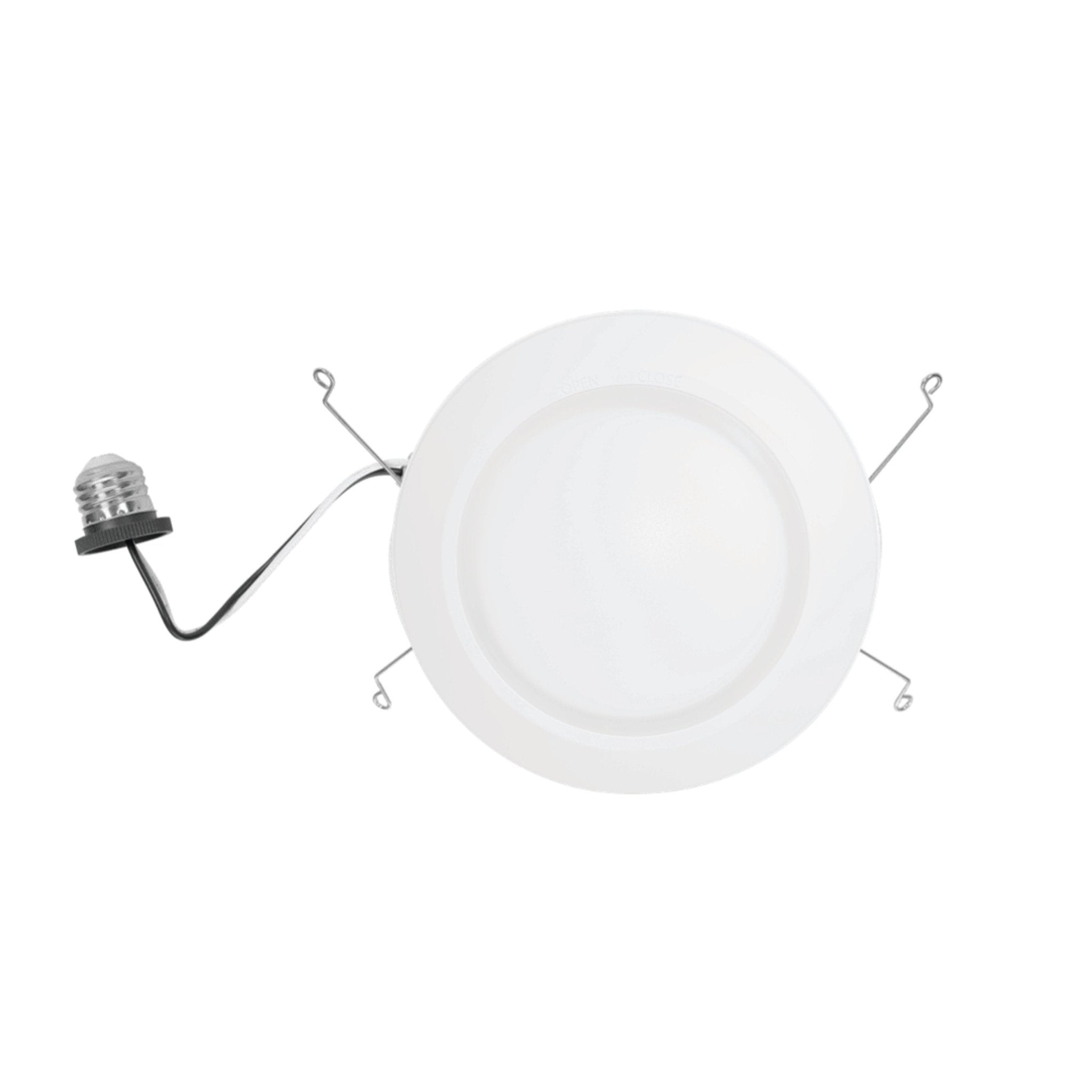 Earthtronics 6-inch LED flush mount disk light in various color temperatures, 1000 lumens, 10W LED recessed retrofit kit.