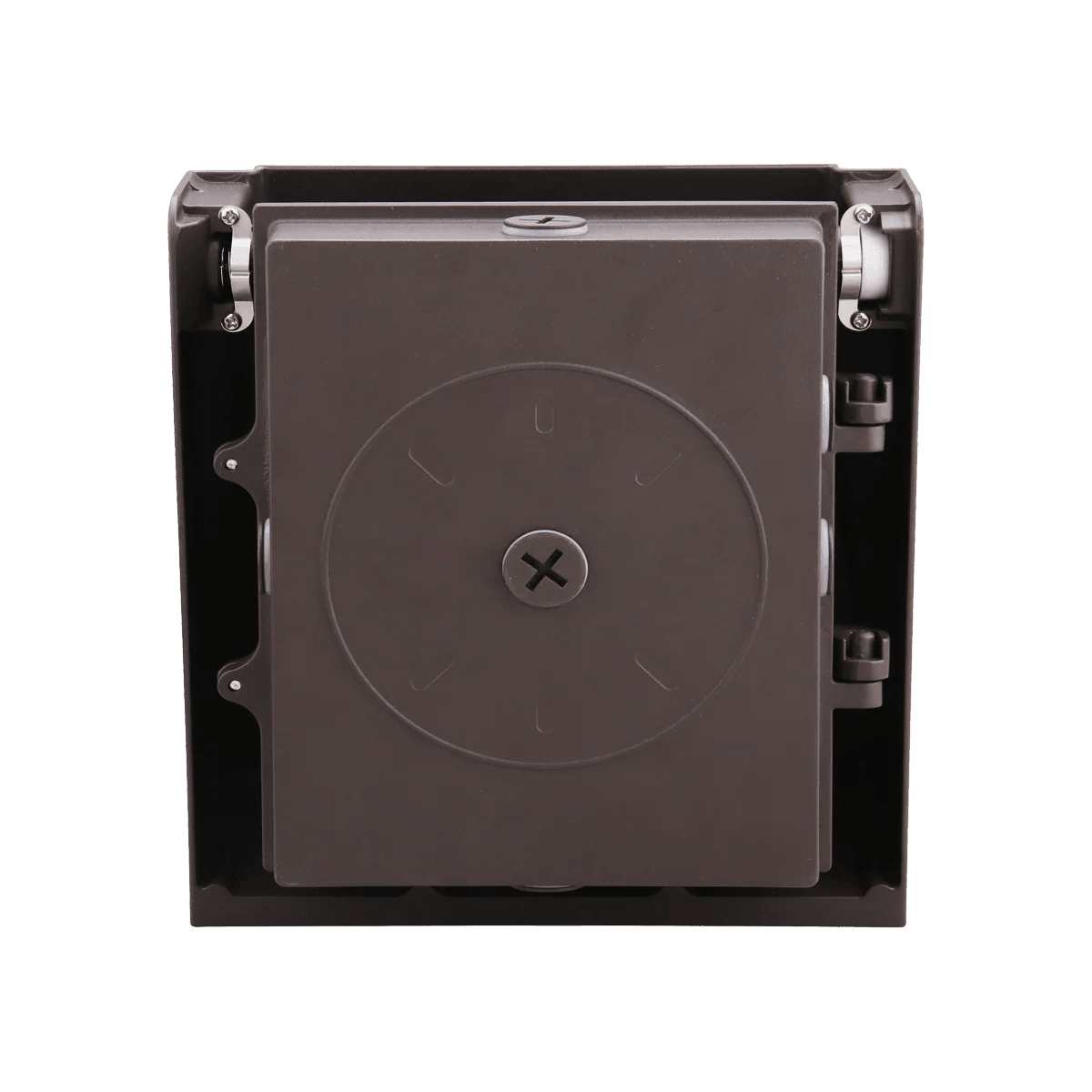 Eiko LED adjustable wall pack exterior lighting fixture with photocell, 12W, 20W, 30W; color temperatures 3000K to 5000K.