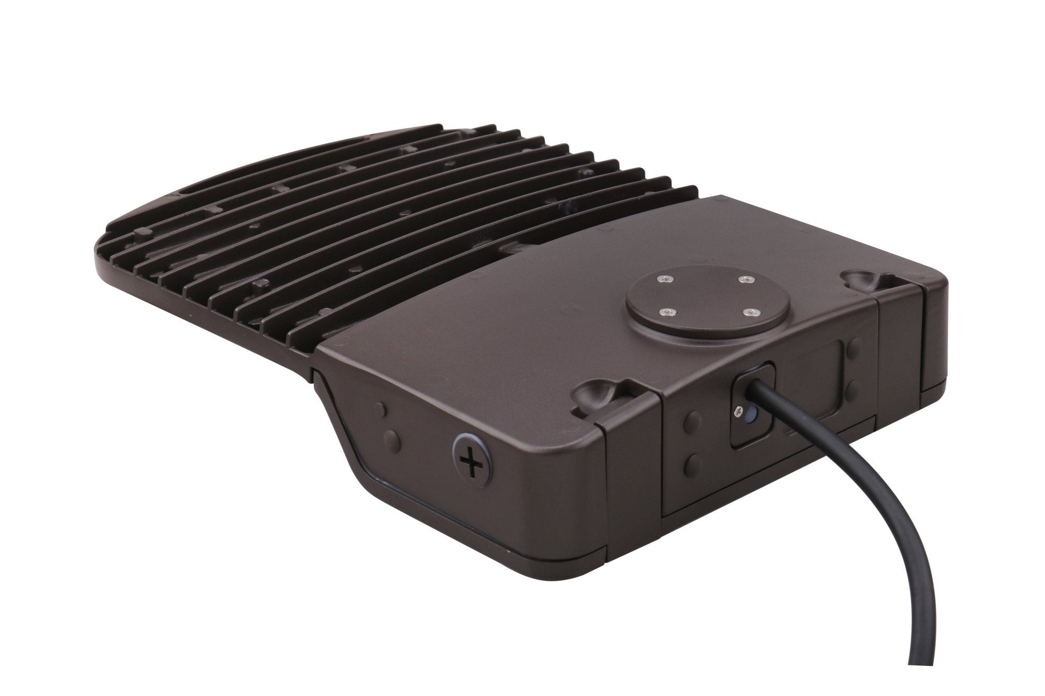 Eiko LED Area Light in bronze, 100W, 80W, or 60W options, 5000K, Type 3 lens, dimmable exterior lighting fixture.