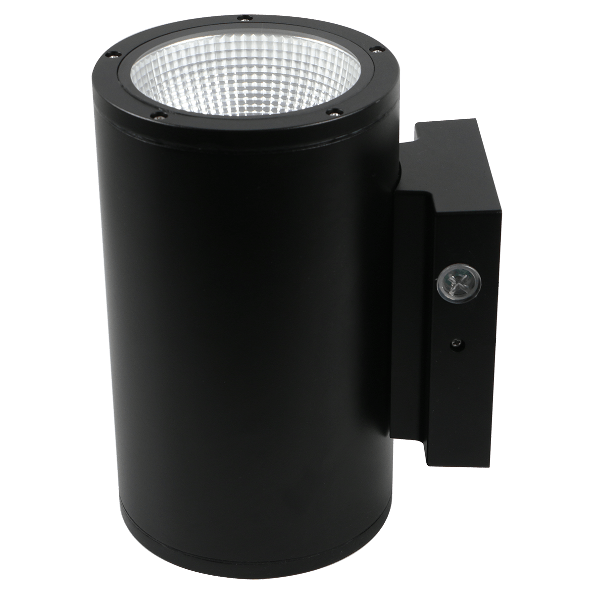 Eiko Westport 6-inch bronze LED cylinder wall sconce with switchable color temperature, photocell, and 36W exterior lighting.