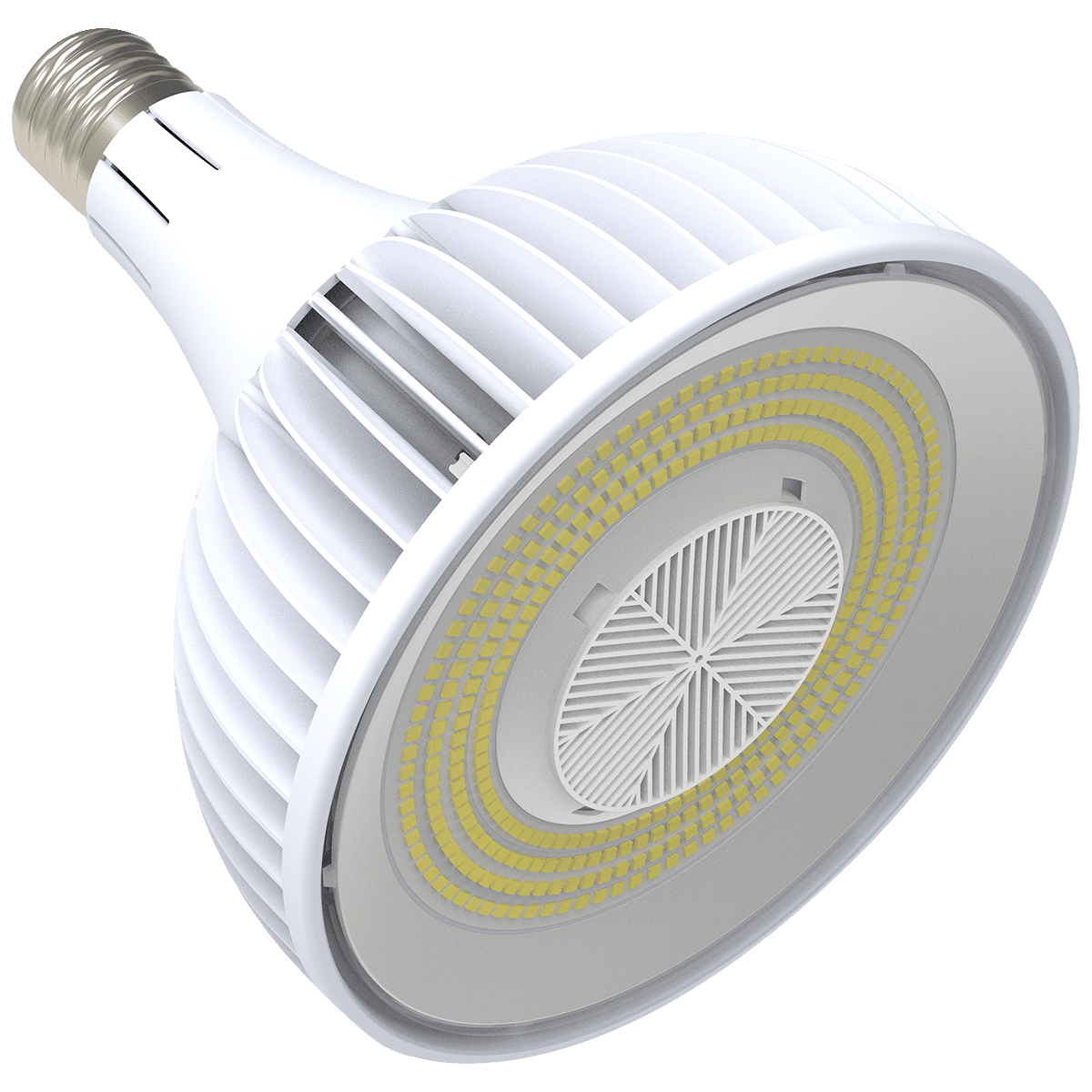 Eiko LED HID high bay fixture, 72W, 11,000 lumens, 5000K color temperature, E39 base, suitable for industrial lighting.