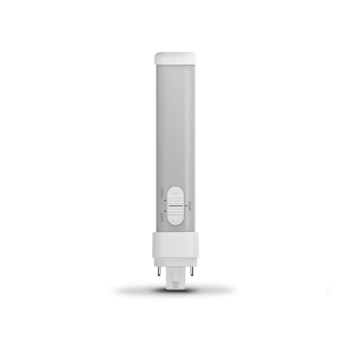 Eiko 8.5W LED bulb with G24d base, plastic body, 1010 lumens, 80 CRI, 30-40K color temp, 270° horizontal rotation