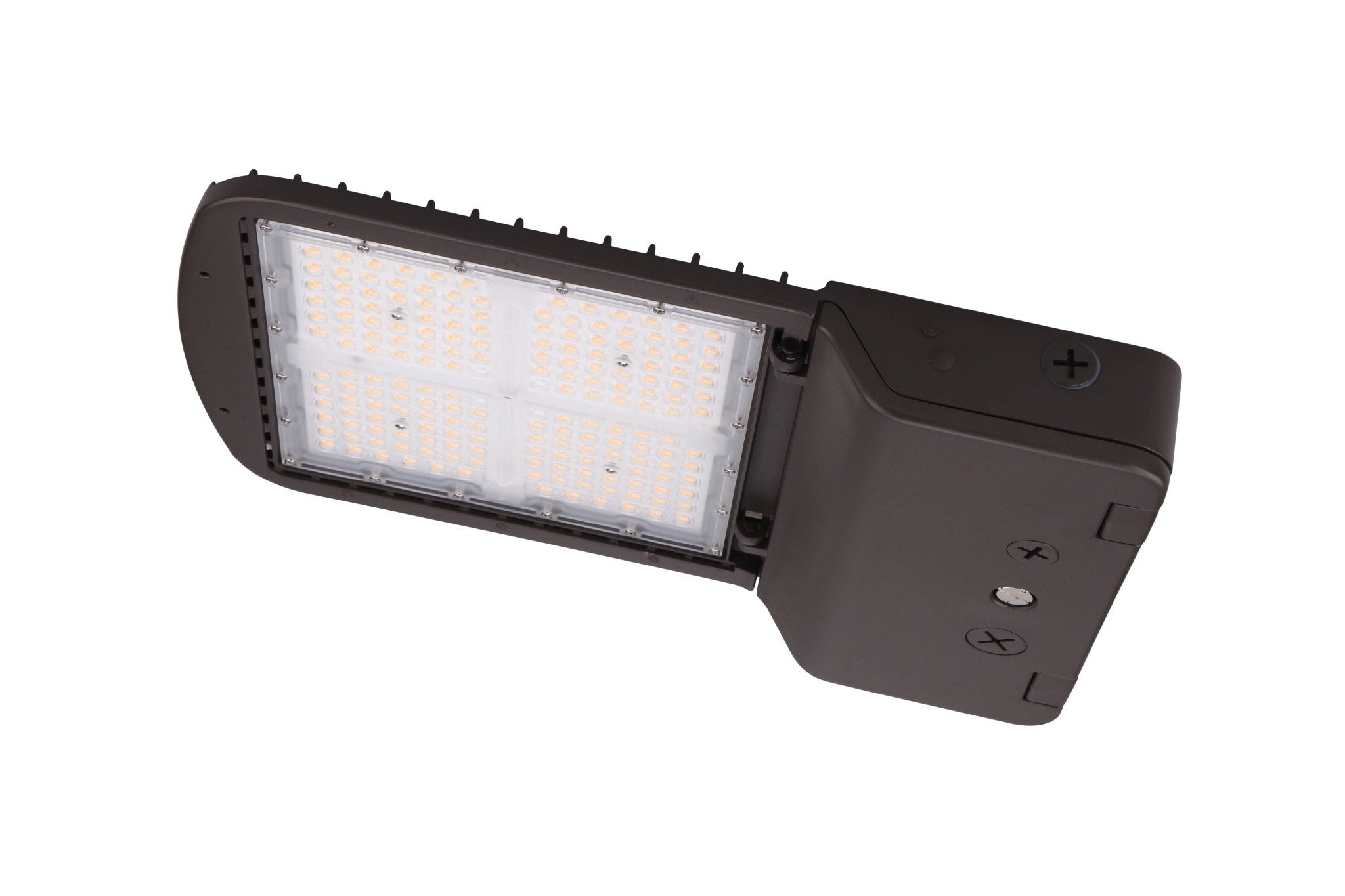 Eiko LED Area Light with bronze finish, 150/130/100W PowerSet, 3000-5000K, Type 3 lens, dimmable, for outdoor lighting.