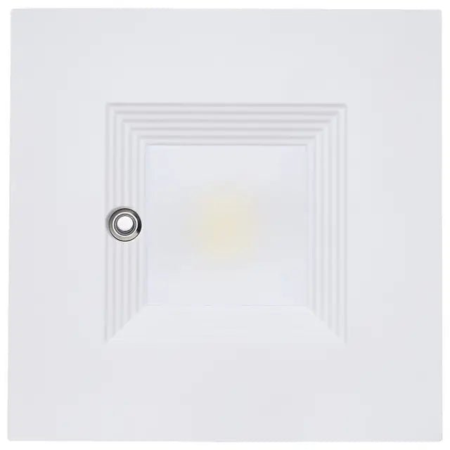 Square 20.5W LED 6-inch commercial downlight with integrated emergency driver, suitable for 120-347V electrical systems.