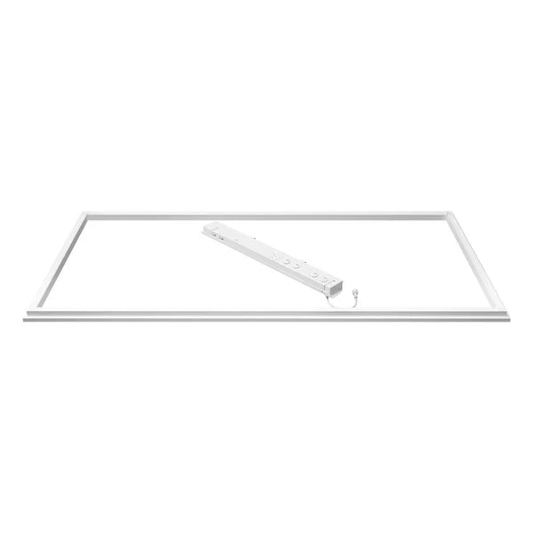Lithonia Lighting dimmable 2x4 LED frame fixture showing adjustable wattage and color options for efficient lighting.