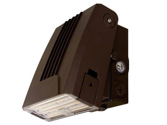 MaxLite LED adjustable wall pack in bronze with photocell, 120W/100W/80W, featuring CCT for exterior lighting.