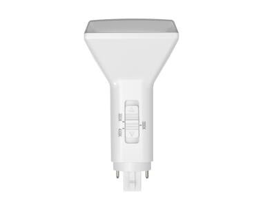 MaxLite LED PL Lamp Double Type A, 9.5W G24Q base 4-pin bulb with vertical design and adjustable 3CCT color temperatures.