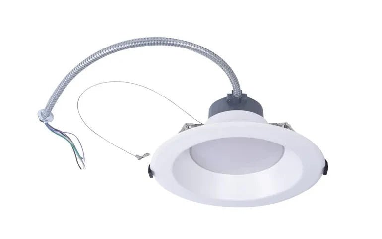 MaxLite 10-inch LED commercial downlight with selectable CCT, TRIAC & 0-10V dimming, suitable for 120V-277V ceiling lighting.