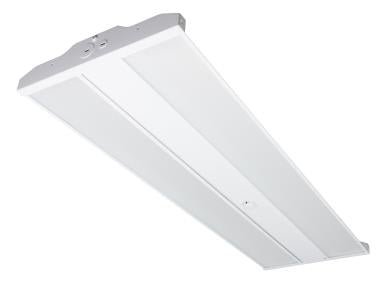 MaxLite LED high bay light with high lumen output, featuring adjustable wattage and color options for industrial lighting.