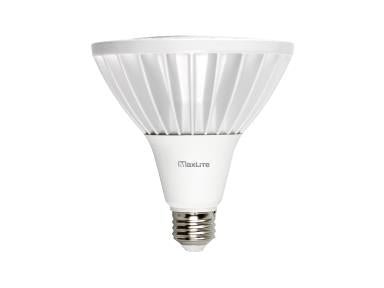 MaxLite 277V LED PAR30 light bulb, 20W, dimmable, wet-rated, 3000K, 25° beam angle, ideal for outdoor or wet locations.