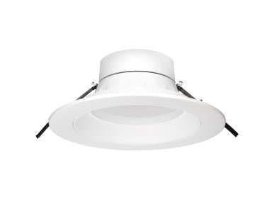 MaxLite 8-inch LED commercial downlight with CCT select, TRIAC and 0-10V dimming, suitable for 120V-277V lighting applications.