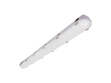 MaxLite LED vapor tight fixture, 4ft length with adjustable wattage and color, suitable for industrial and commercial lighting.