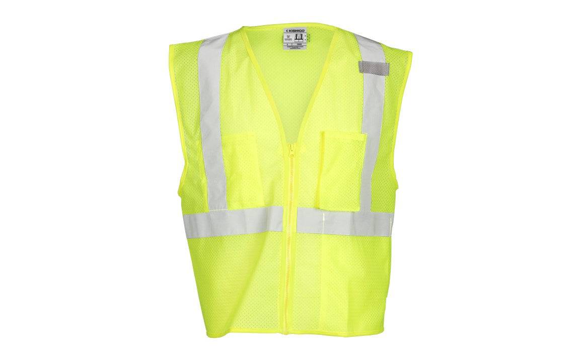 ML Kishigo 1085 Class 2 Ultra Cool 3-Pocket Zipper Mesh Safety Vest/ Lime In Medium - Green Lighting Wholesale, INC
