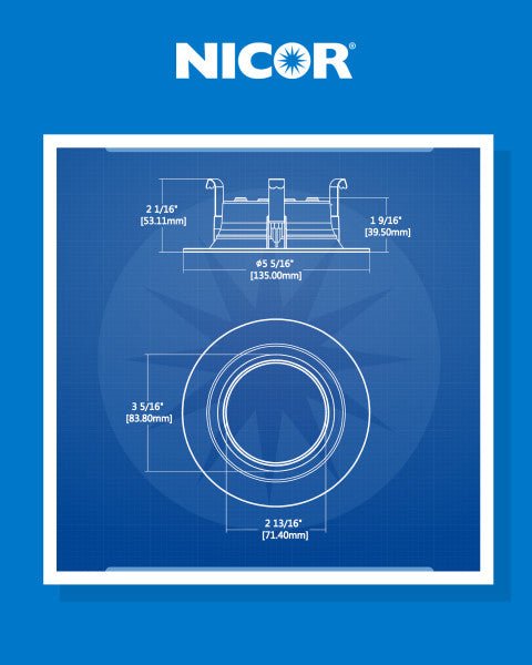 Nicor 4-inch black LED recessed retrofit kit with night light feature, adjustable lighting, and sleek modern design.