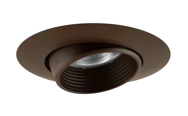 6-inch Nicor LED recessed eyeball trim in oil-rubbed bronze with baffle for retrofit lighting installation.