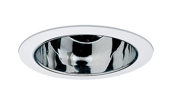 White 6-inch Nicor LED recessed trim for retrofit lighting, with a specular finish and clean, modern design.