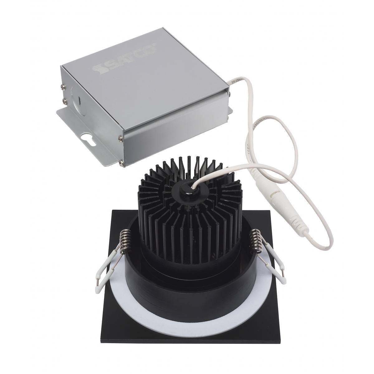 12 watt LED Direct Wire Downlight; 3.5 inch; 3000K; 120 volt; Dimmable; Square; Remote Driver; Black - Green Lighting Wholesale