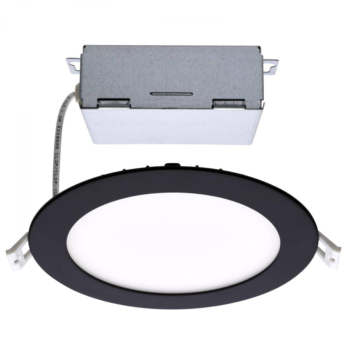 Black 12 Watt; LED Direct Wire Downlight; Edge-lit; 6 inch
