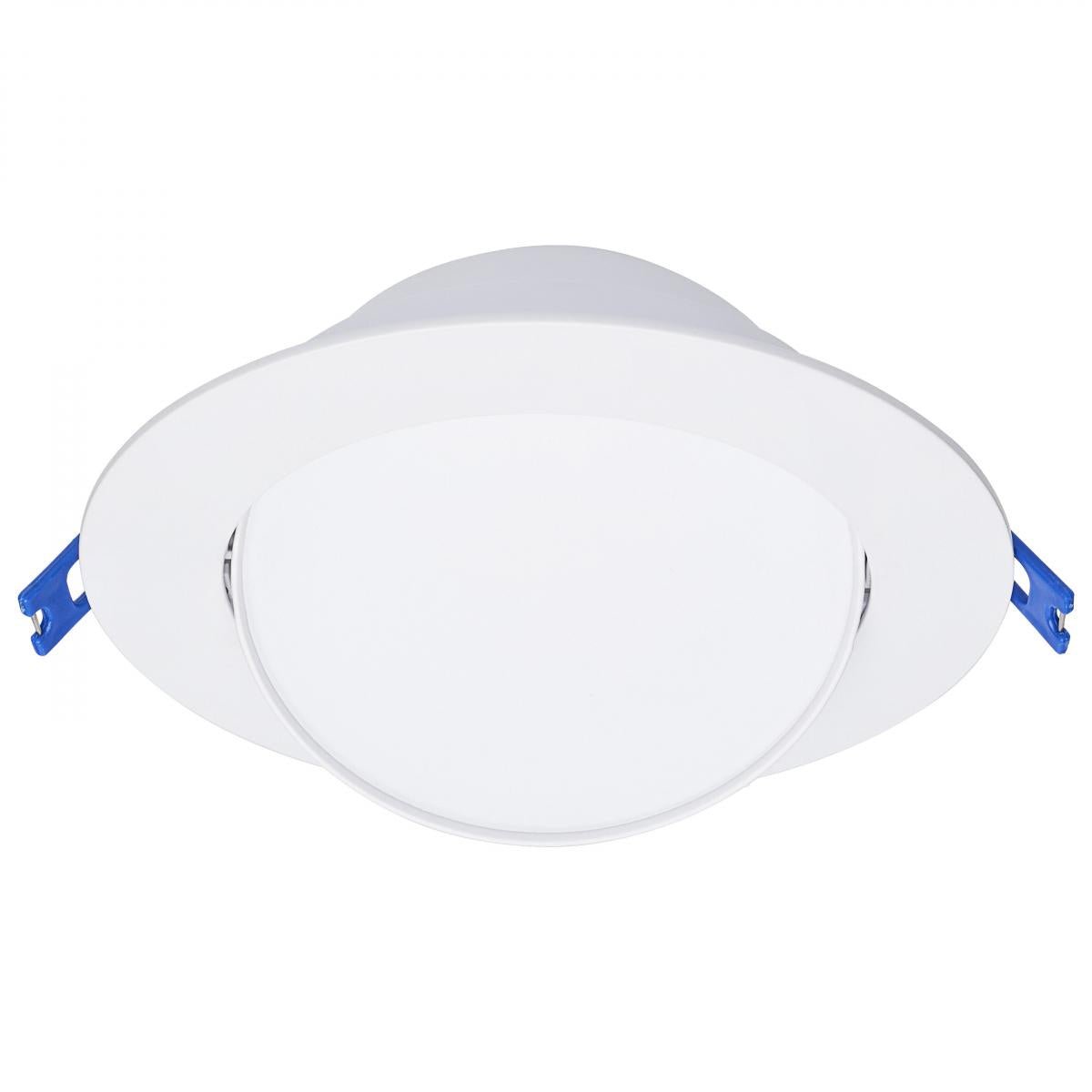 Nuvo LED Wafer 14W 6-inch directional low-profile downlight with CCT selectable in white finish, 120V, ideal for modern lighting.