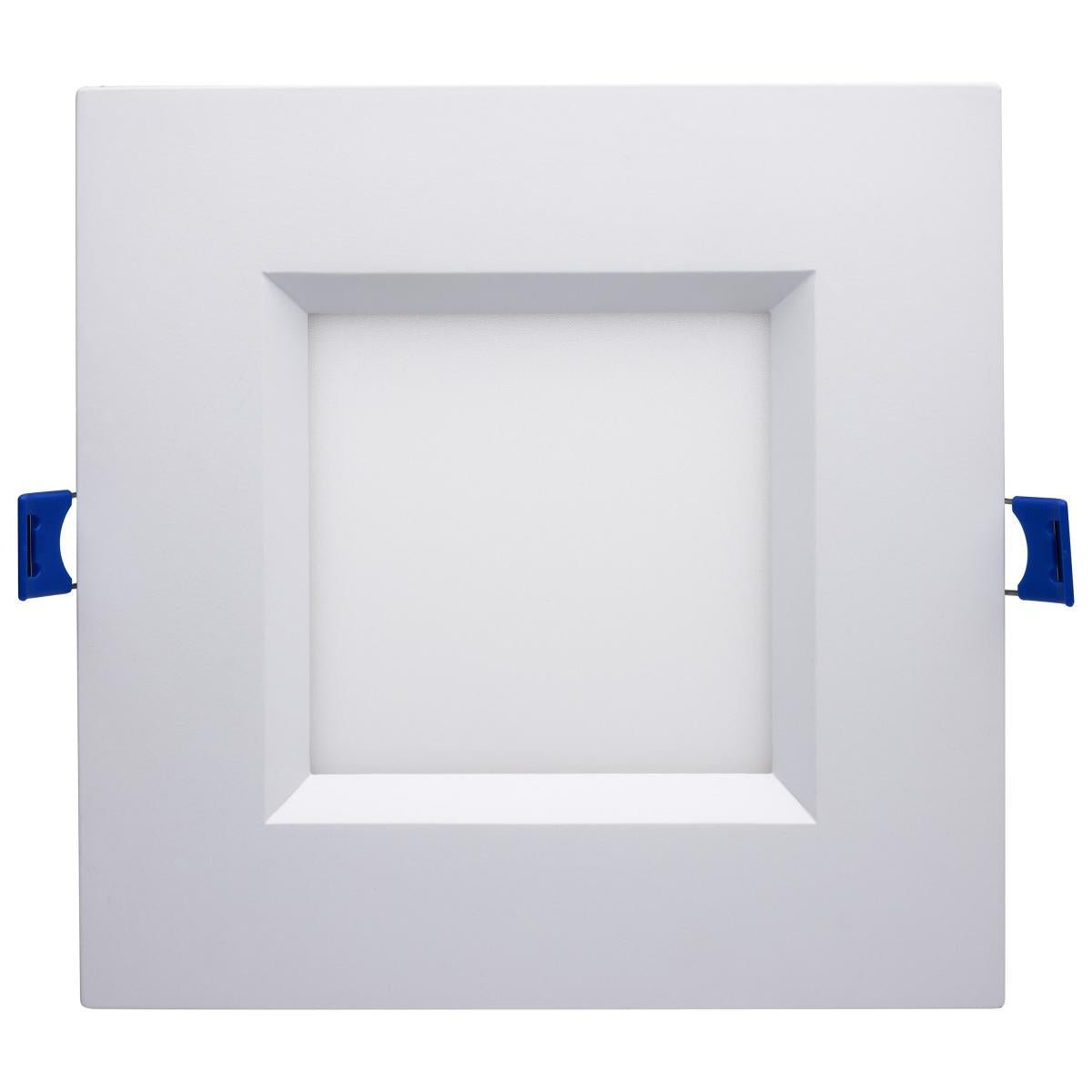 Nuvo 15W LED wafer downlight, 6-inch square shape with CCT selectable, low-profile design for modern ceiling lighting.