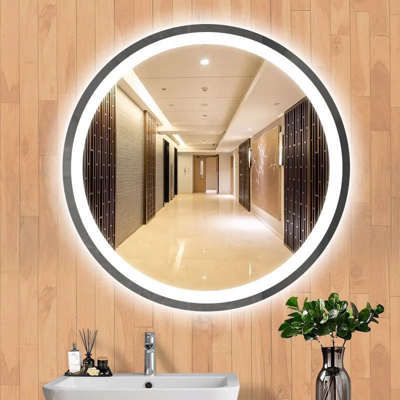 24-inch round LED mirror and cabinet with 30W lighting, adjustable color temperatures 3000K, 4500K, 6500K by Westgate