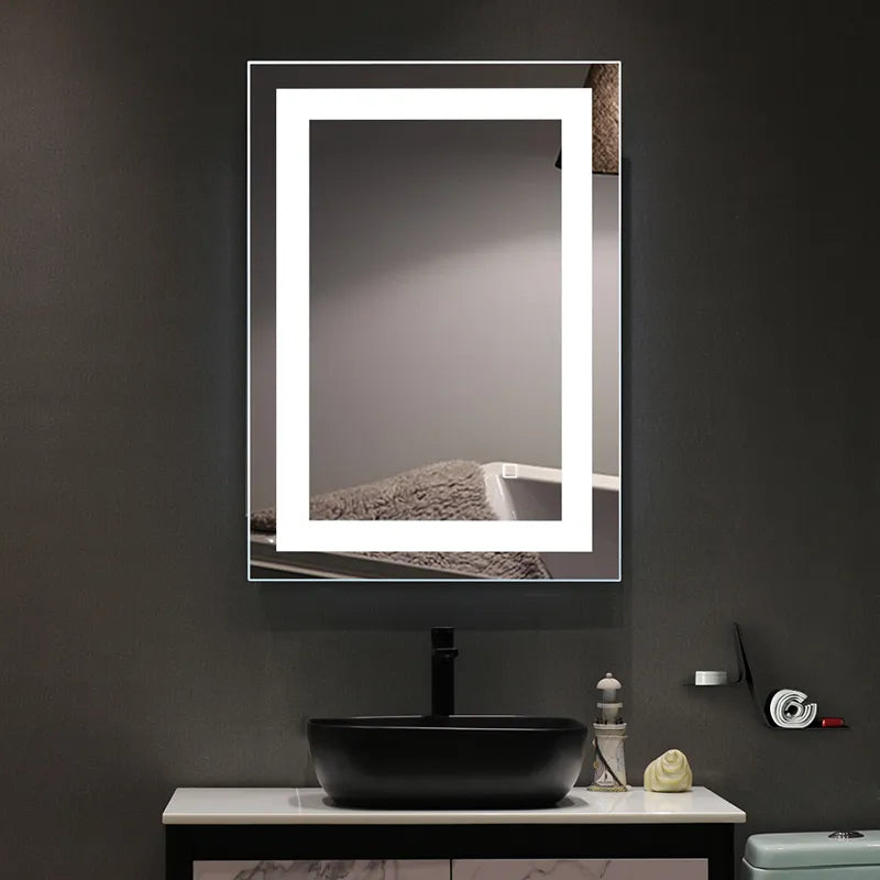 Westgate LED mirror with cabinet, adjustable color temperature, dimming, and defogger feature, modern bathroom lighting fixture