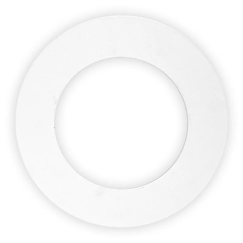 White 6-inch LED wafer goof ring by Westgate, designed for canless recessed lighting fixtures, ensuring a clean, professional finish.
