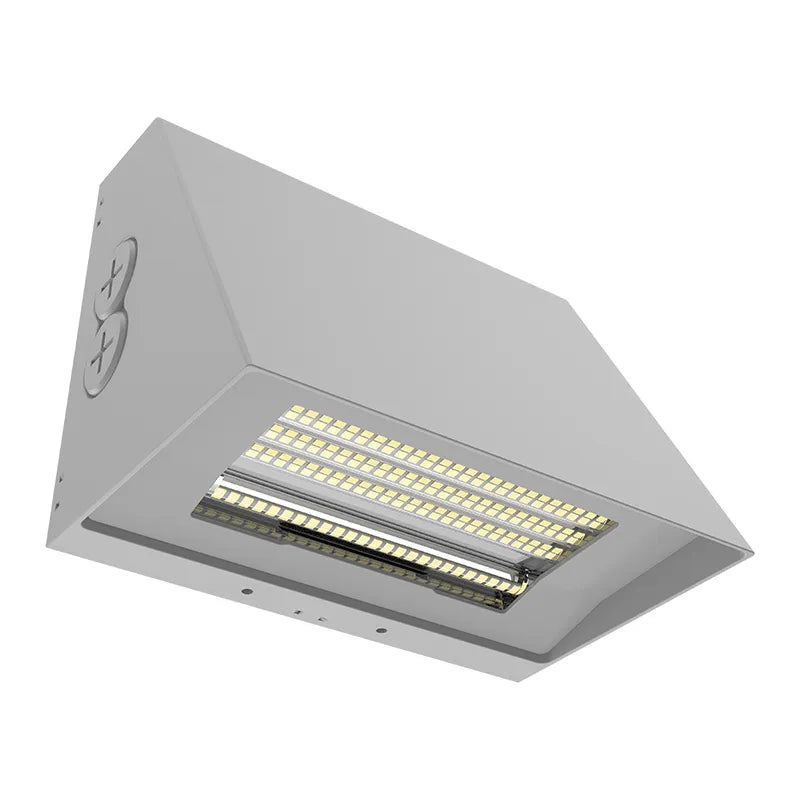 Westgate LED silver cutoff wall pack exterior light with 25W-40W power and 3000K-5000K color temperature, outdoor lighting fixture